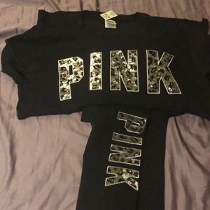 NWT VS pink black cheetah print set
